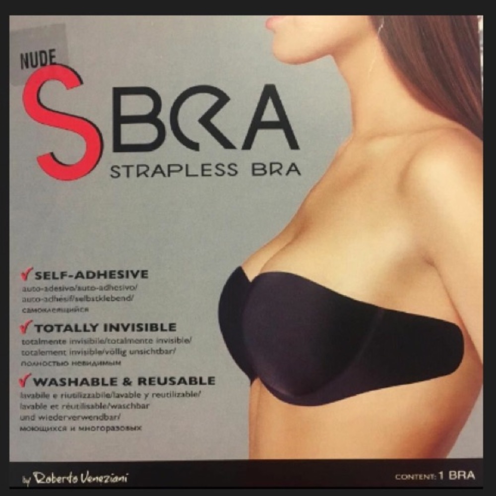Strapless Italian adhesive bra, brand new, clean.